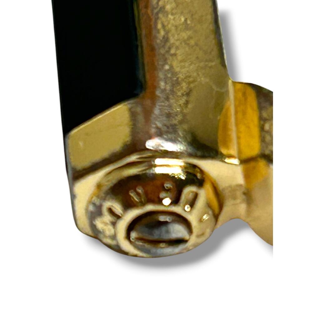 Vintage Henri Bendel New York Gold Tone
Black Resin Bar Hinged Bangle Bracelet - Picture 10 of 12